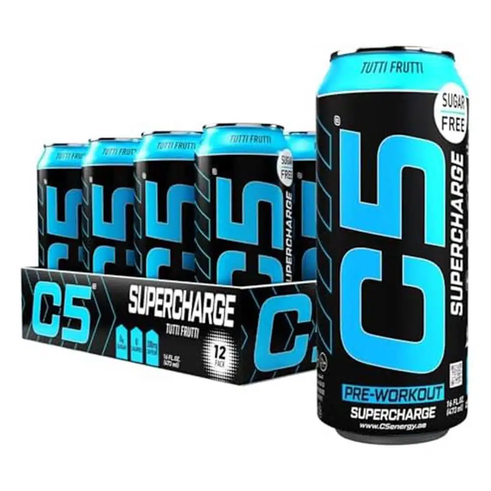 C5 SUPERCHARGE Sugar-Free Pre-Workout Drinks (Pack of 12)