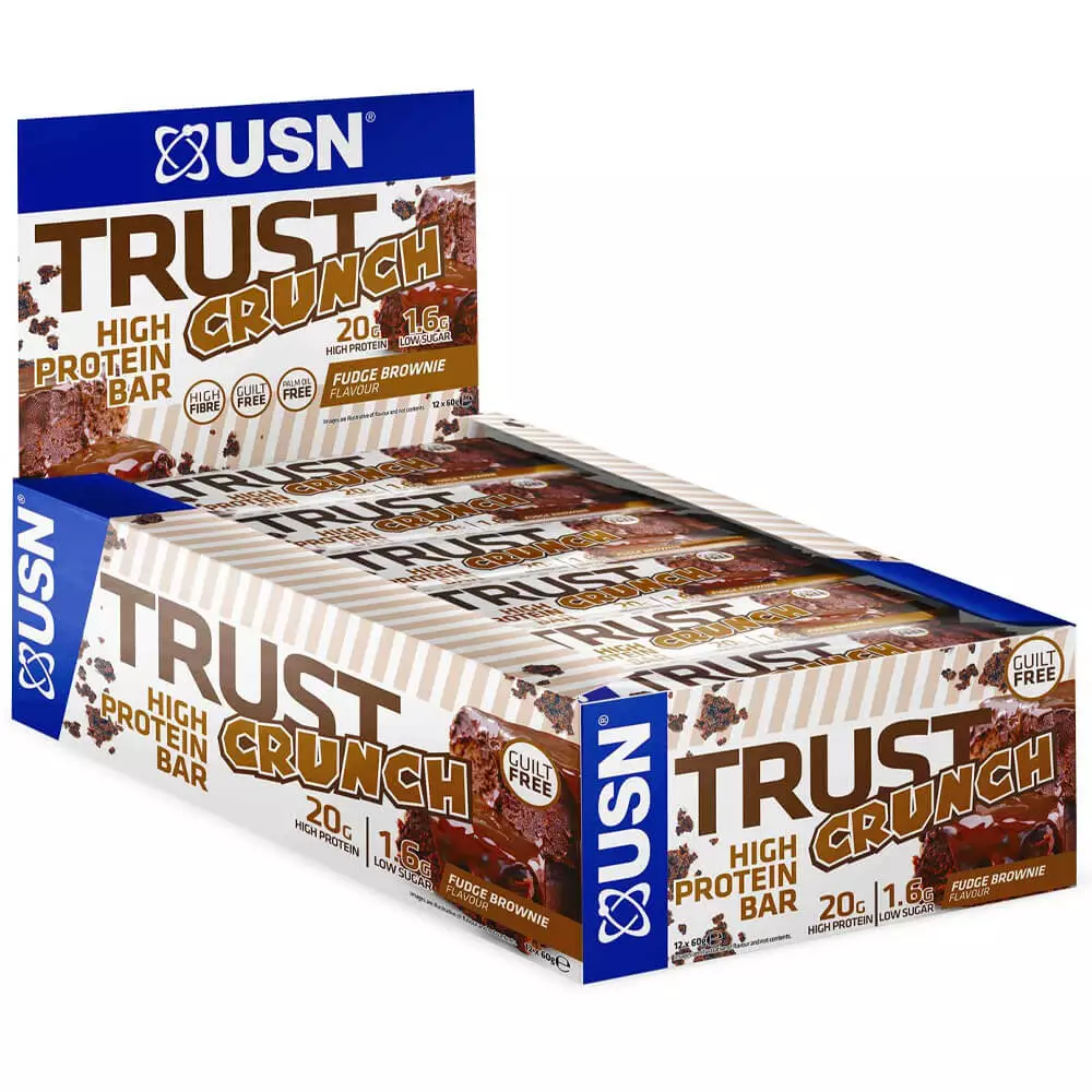 USN Trust Crunch Protein Bar 60g (Pack of 12): Delicious Protein Snack for Muscle Recovery and Energy